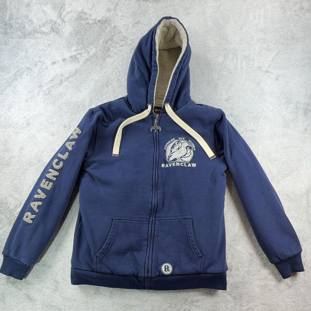 Harry Potter Ravenclaw Zip-up Hoodie Sherpa Lined Navy Blue S Unisex Adults